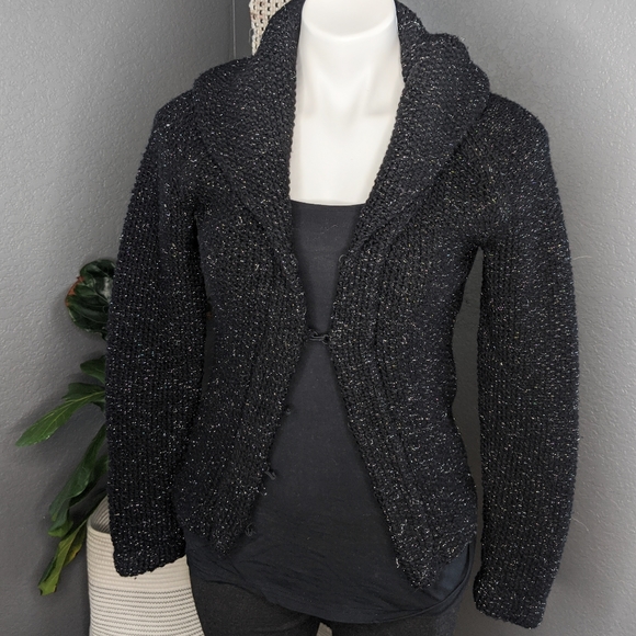 J. Crew Handknit Wool Sweater Black and Silver - Picture 2 of 7